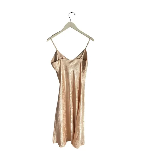 Lulus Calla Love champagne floral jacquard satin slip midi dress sz Medium - Image 4