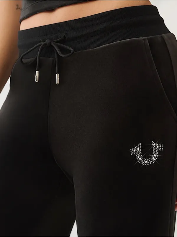 NWT True Religion Crystal HS Velour Straight Leg Track Pants – Black – XXL - Image 2