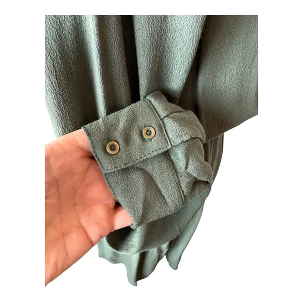 Maeve Anthropologie Dress Women XS Olive Green Faux Wrap Mini Preppy‎ Boho Retro - Image 11