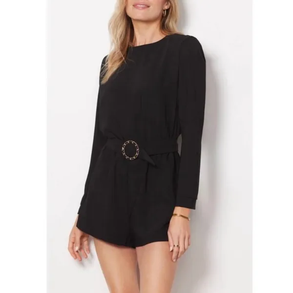 Amanda Uprichard Revolve Black Baldwin Long Sleeve Romper Sz.M - Image 4