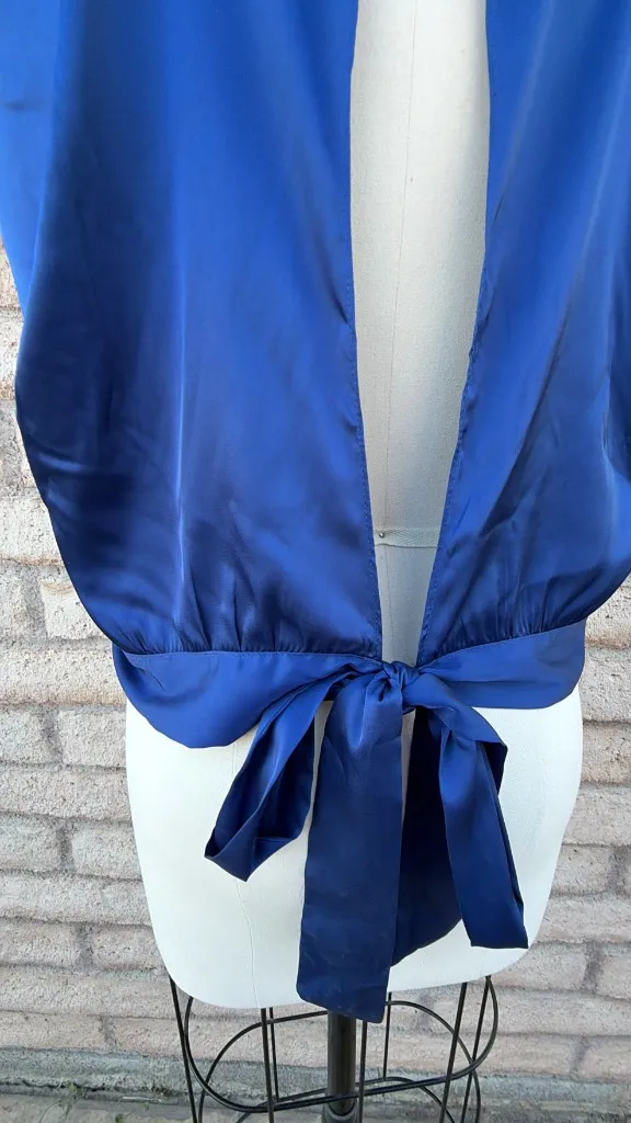 ✨ Deep Royal Blue Satin Boxy Crop Top | Size L - Image 6