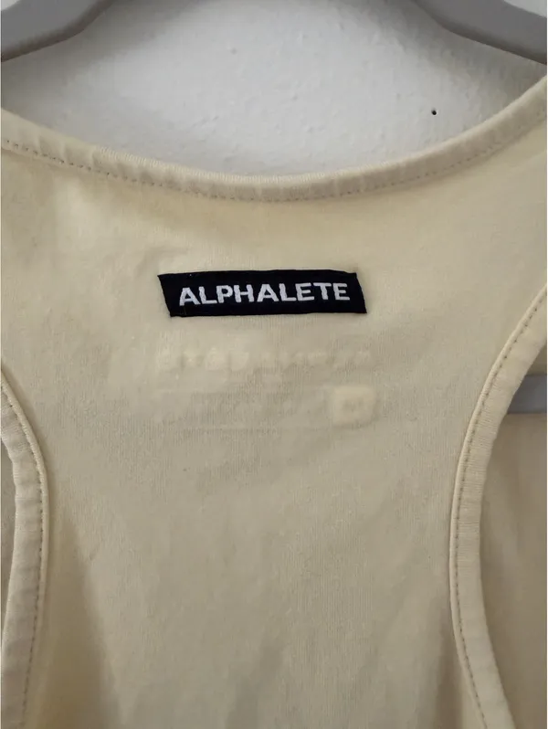 Alphalete LifeStyle Fit Cropped Yellow Cotton Racerback Tank Top size medium - Image 3