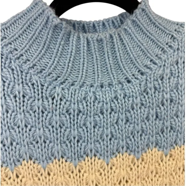 Anthropologie Nell Chunky Knit‎ Colorblocked Sweater Size Medium Cozy Casual - Image 6
