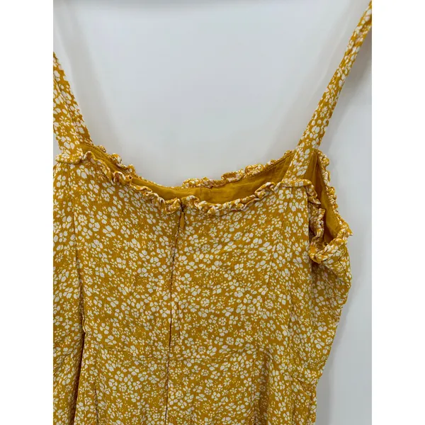 Bardot‎ Yellow Microfloral Tie Strap Ruffle Mini Dress Women Size 4 XS FI19 - Image 9