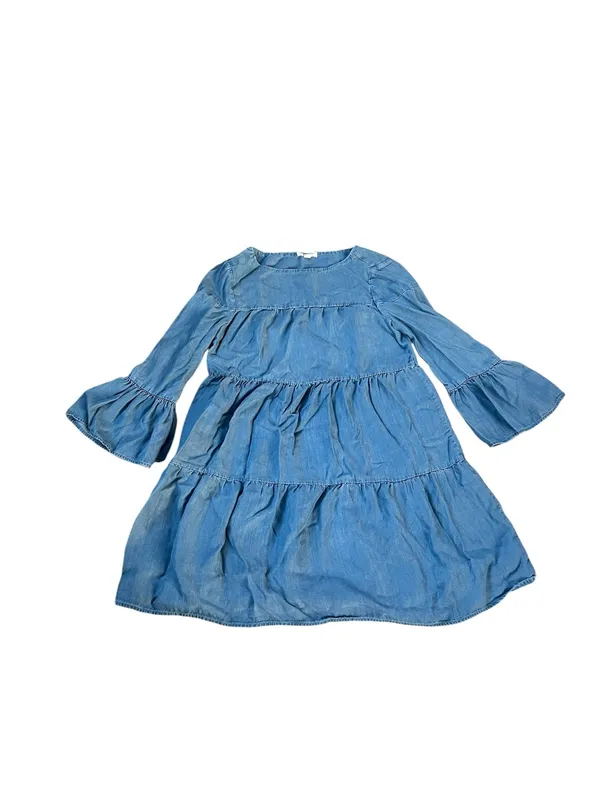 beachlunchlounge Light Blue Tiered Denim Dress with Bell Sleeves - Image 5