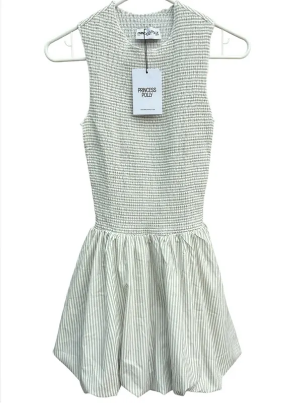 NWT Princess Polly Narnia Bubble Hem Mini Dress Sage Size 4 - Image 3