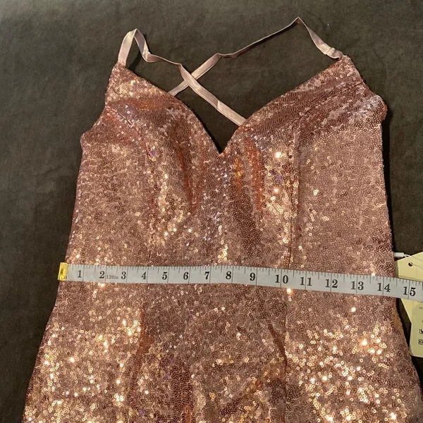 Women’s Pink Fully Sequined Mermaid Style Prom Party Dress Size 6 NWT - Image 6