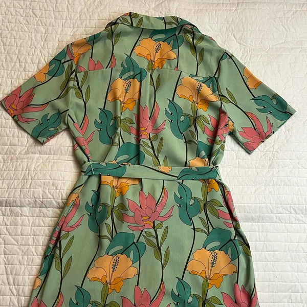 Lulus Totally Tropical Light Green Floral Print Button-Up Shirt Dress - Image 7