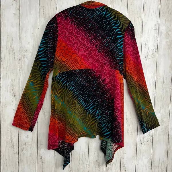 Jostar Slinky Knit Bolero Mid-Cut Long Sleeve Jacket Abstract Print Cardigan USA - Image 2