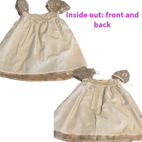 Altar'D State White W/Peach & Green Floral Print Organza Baby Doll Dress (M) - Image 10