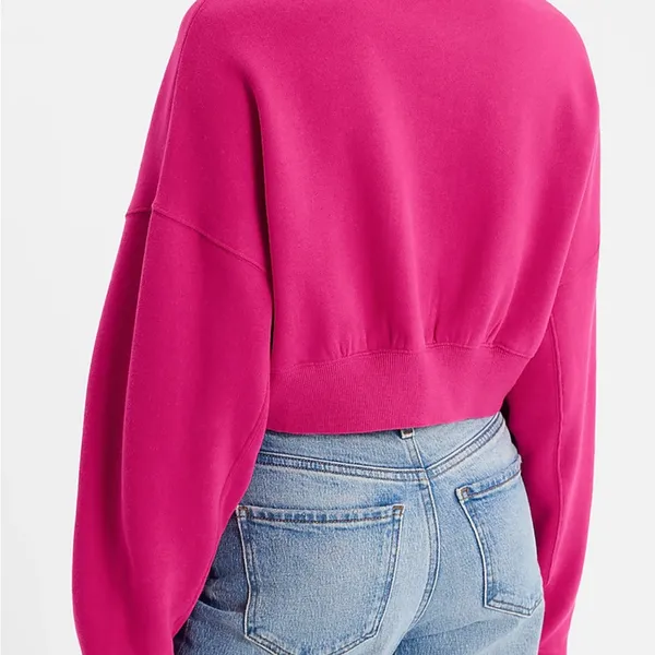 SheIn Fashion Quarter Zip Banded Bottom Cropped Sweatshirt Size M - Image 2