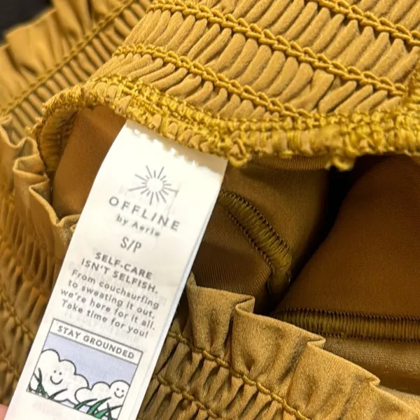Offline by Aerie Women's Size S Real Me Smocked Running Tan Shorts‎ gym exercise - Image 7