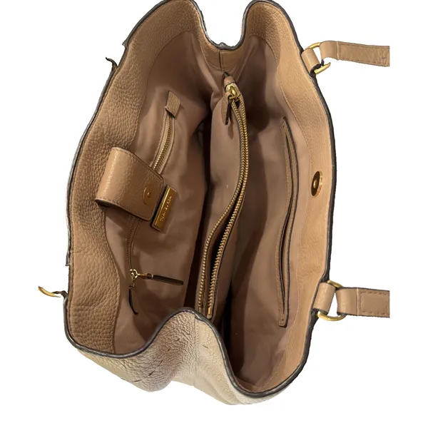 Tory Burch Devon Sand Nude McGraw Triple Compartment Leather Satchel Handbag - Image 5