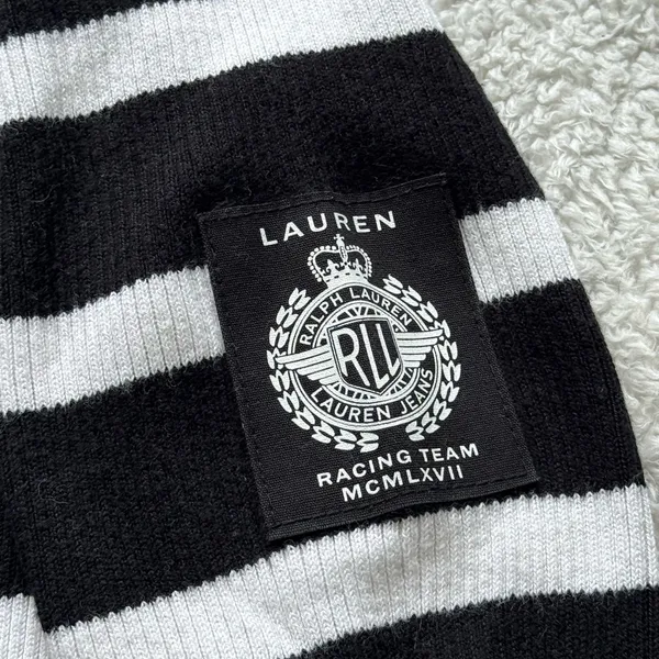 Lauren Ralph Lauren Black White Stripe 1/4 Zip Knit Jumper Womens XS - Image 3
