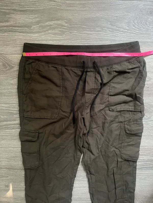 Community Aritzia Olive Army Green 100% Cotton Cargo Joggers Y2K Streetwear L - Image 7