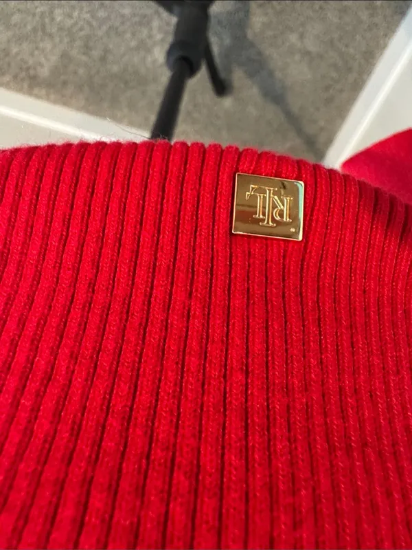 Lauren Ralph Lauren Red Off-the-Shoulder Ribbed Sweater - Image 3