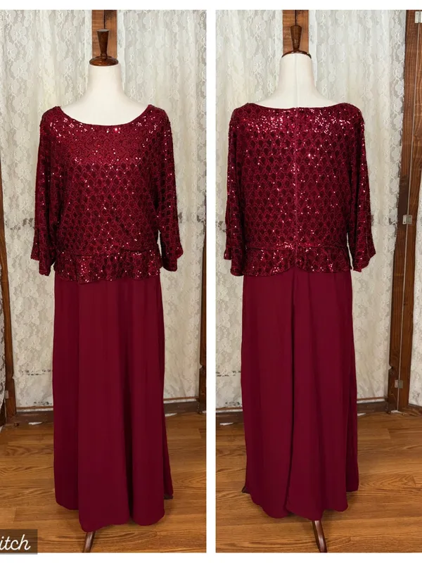 Beautiful Grace Karin Burgundy Mother of the Bride Gown - Image 2