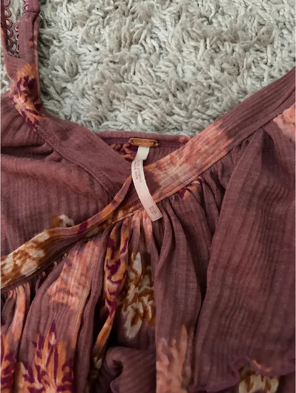 Free people floral tank flowy ruffle crossover - Image 3