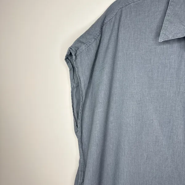 Uniqlo Linen Blend Button Front Oversized Shirtdress Size Small Lagenlook Gray‎ - Image 4