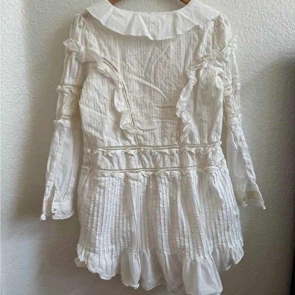 For Love And Lemons Ziggy Pintuck White Mini Dress Size L - Image 7