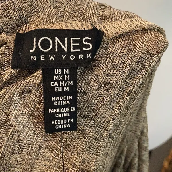 Jones New York NWT szM long sleeve heathered grey tan cowl neck high low tunic - Image 13