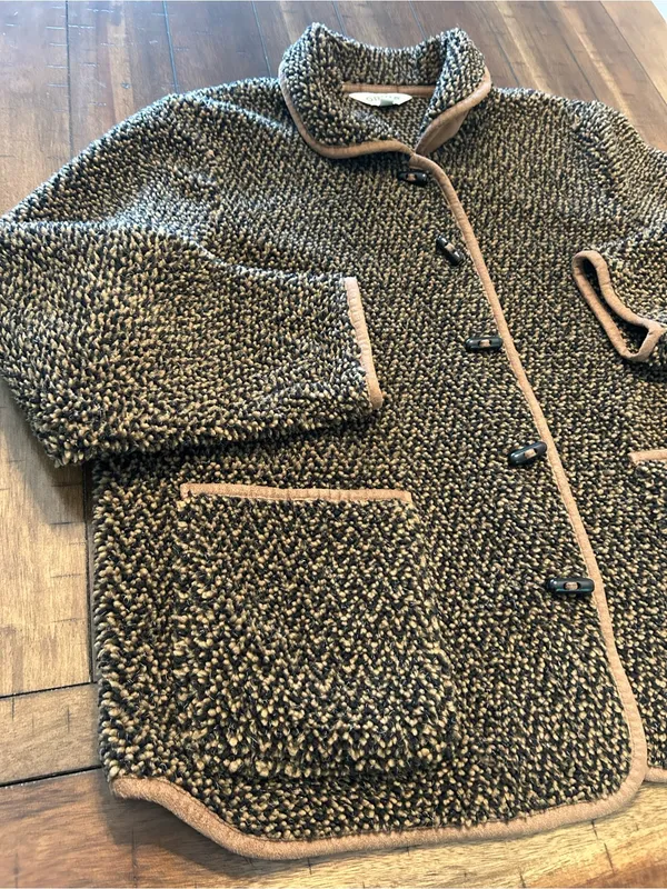 Orvis Tweed-Style Bouclé Jacket with Tan Trim XL - Image 3