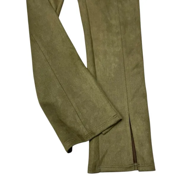 Avec Les Filles Olive Green Faux Suede Slim Pants Split Hem Size Medium - Image 7