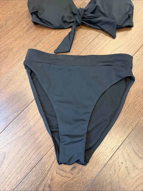 Swimsuits For All Black Tie-Front Bikini Set Size 4 - C16-062 - Image 2