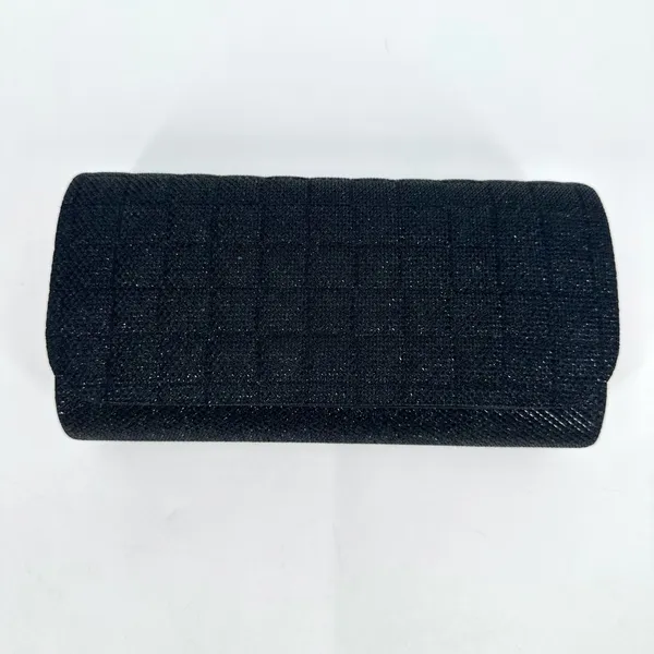 Clutch Purse Evening Bag Shoulder Strap Small Flap Black Shimmer Sparkle Prom - Image 10