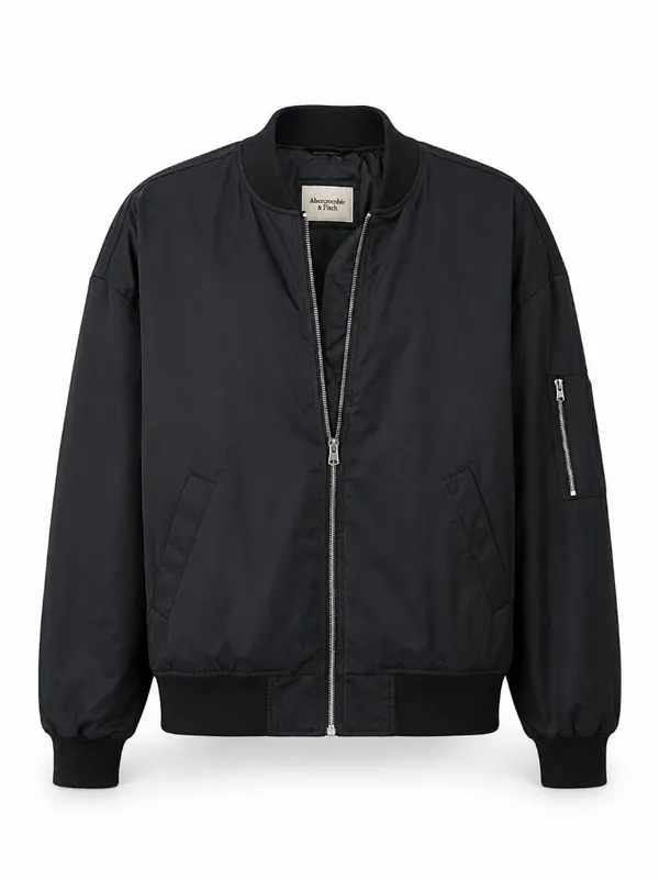 Abercrombie Black Insulated Bomber Jacket Women’s M Water Resistant - Image 2