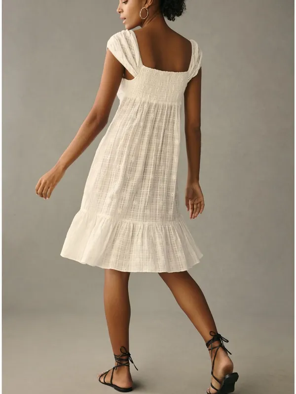 Anthropologie Cap-Sleeve Lace-Up Babydoll Dress Size XL - Image 2