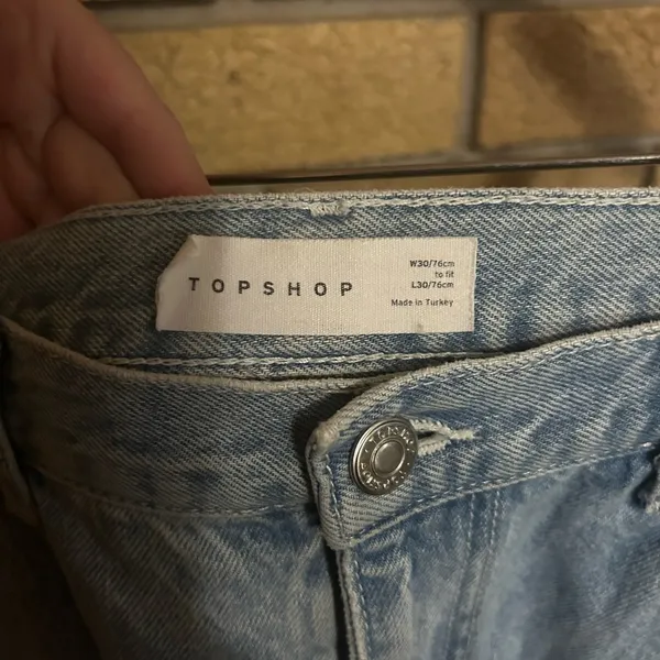 TOPSHOP Straight Leg High Rise Jeans In Bleach Wash-Blues Women’s Size 30x30 - Image 3