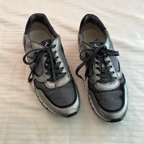 Voile Blanche leather nylon textile sneakers black silver Size‎ 37 US 7 - Image 2