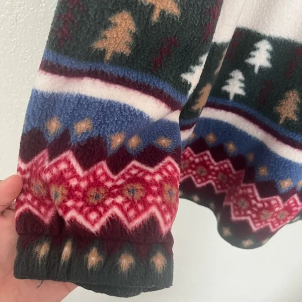 Alfred Dunner Vintage Fair Isle Fleece Jacket Sweater Size L Winter Christmas - Image 6