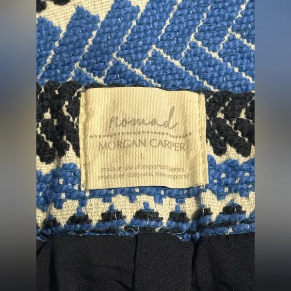 Nomad by Morgan Carper Blue and Black Cotton A-Line Skirt Large - Image 6
