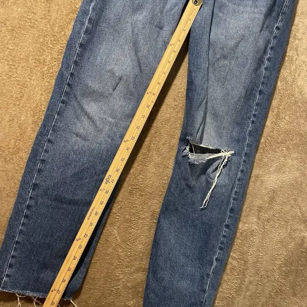 Old Navy Jeans Womens Sz 6 Sky High Extra Blue Distressed Raw Straight Leg Pants - Image 7