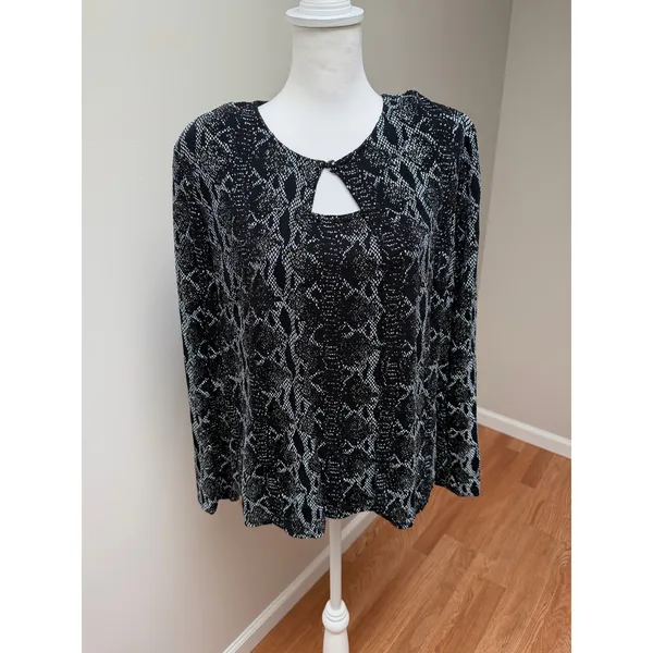 Blu Sage Two Piece Cardigan Tank Set Black Sparkle Silver Snake Print Womens XL - Image 4
