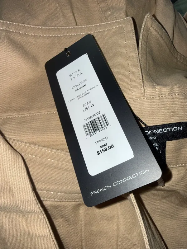 NWT $158 French Connection Women's Light Weight Trench Mini Dress SZ-4 - Image 10