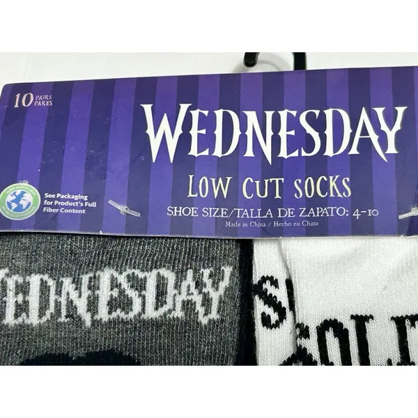 Wednesday Addams Socks Womens 10 Pack Low Cut Shoe Size 4-10 NWT MGM Netflix New - Image 10