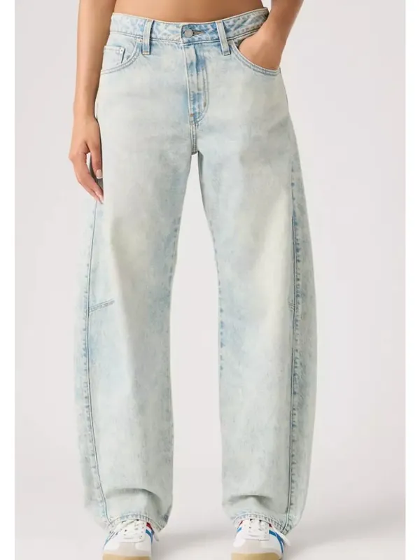 New Levi's Premium 30x32 Baggy Dad Barrel Women's Jeans Cielito Lindo Acid Light - Image 2