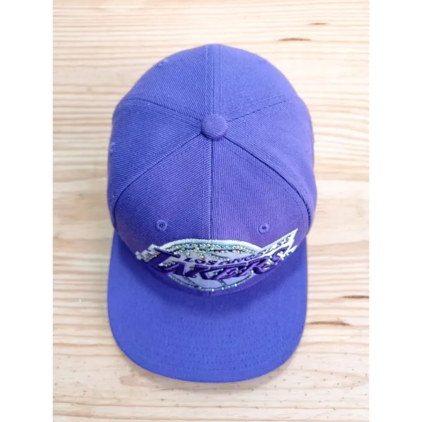 Mitchell & Ness LA Lakers Snapback Hat Purple NBA Rhinestone Logo Cap - Image 6