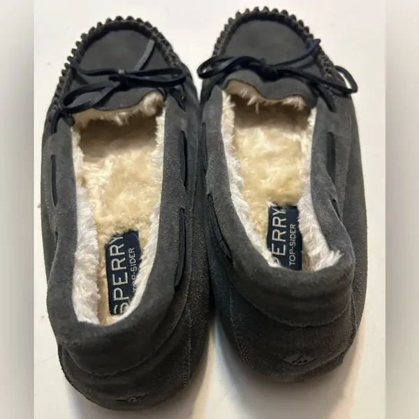 Sperry Top Sider Cushion Gray Suede Leather Moccasin Flat Slipper Size 9size 9 - Image 4