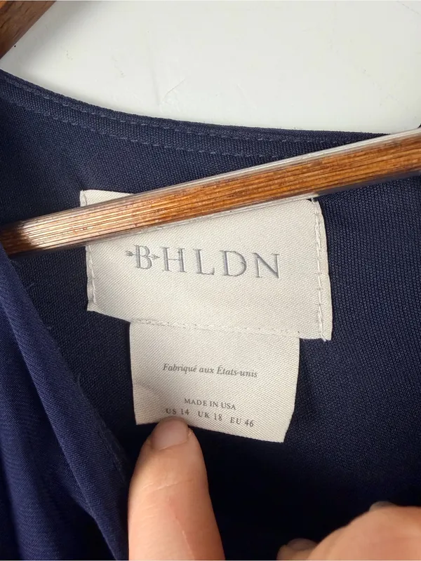 Anthropologie BHLDN Lena Jersey Flutter Sleeve Formal Maxi Dress Navy Size 14 - Image 5