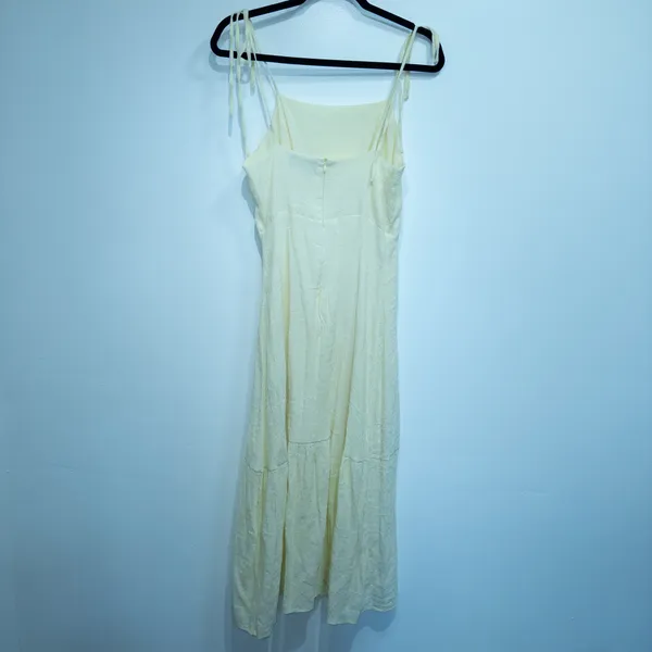 New Cider Pale Yellow Spaghetti Strap Midaxi Dress Size Large - Image 5