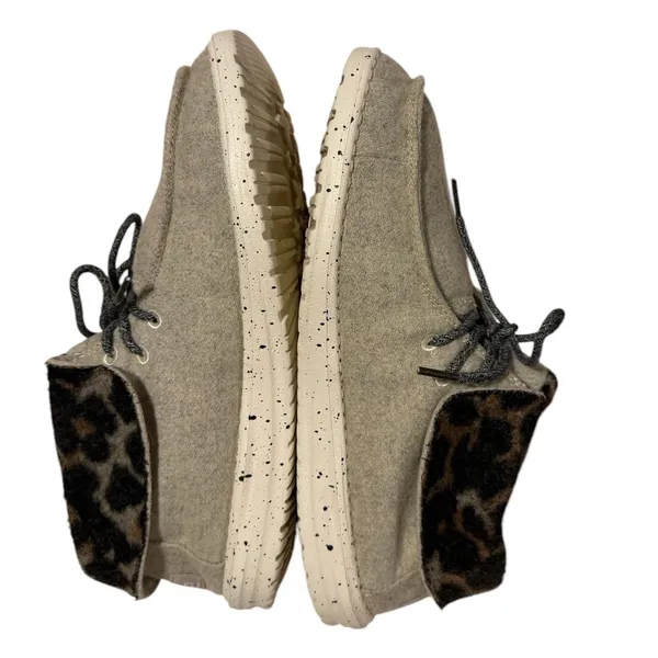 Hey Dude Britt Black Cheetah Wool Ankle‎ Boots Tan Leopard Print Womens 9 - Image 2