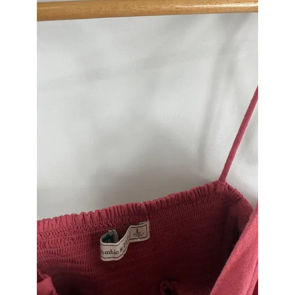 Abercrombie & Fitch Dark Pink Tiered Tie Sleeve Mini Dress Size Large - Image 2