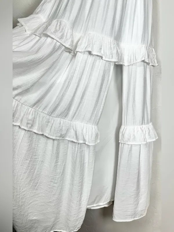 Beivy Off-Shoulder White Ruffle Maxi Dress Size Medium - Image 13