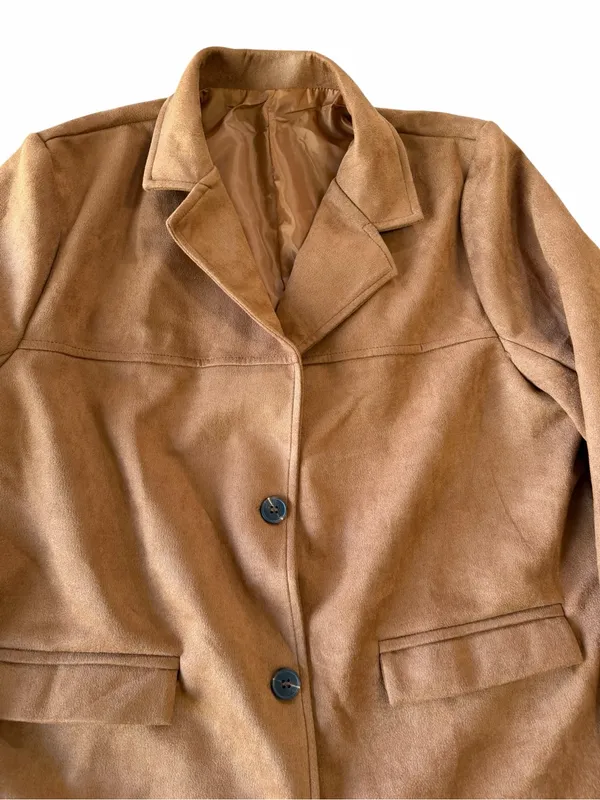 Women's 3 Button Faux Suede Lightweight Lined Jacket Size L #260814 - Image 5