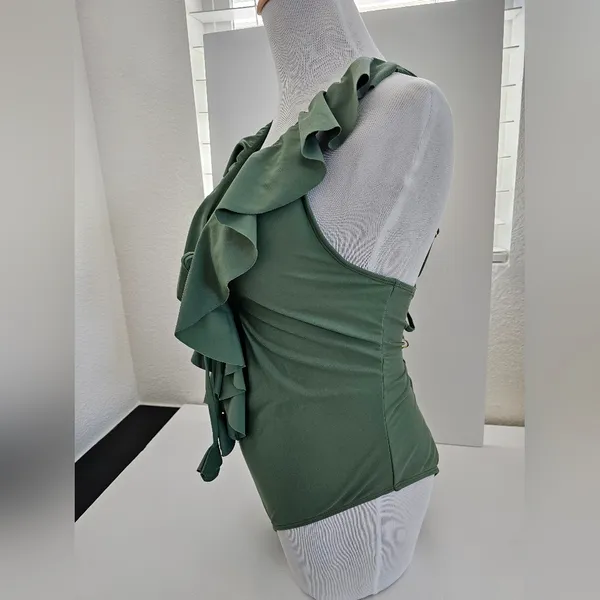 NWT Beach Joy Sage Green Cascading Ruffle One Piece Swimsuit - Large - Image 4