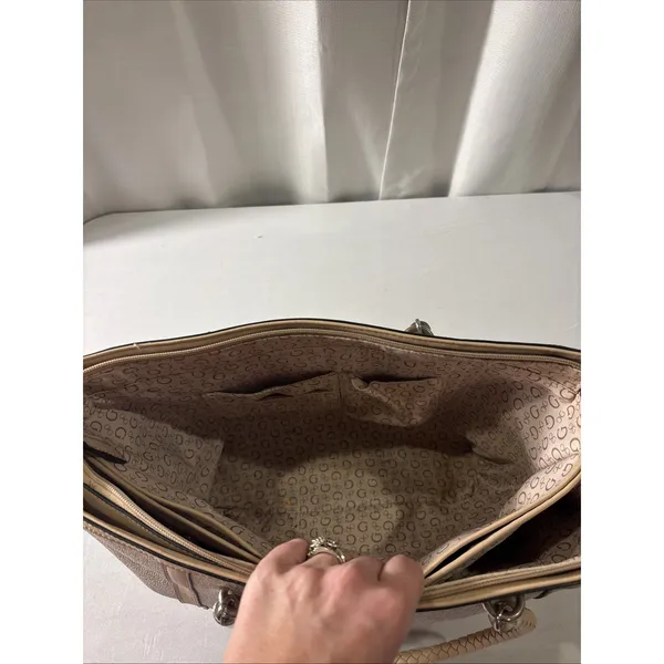 Guess Handbag Purse‎ Satchel Beige Tan 1981 Rope Handle Design Classic - Image 6